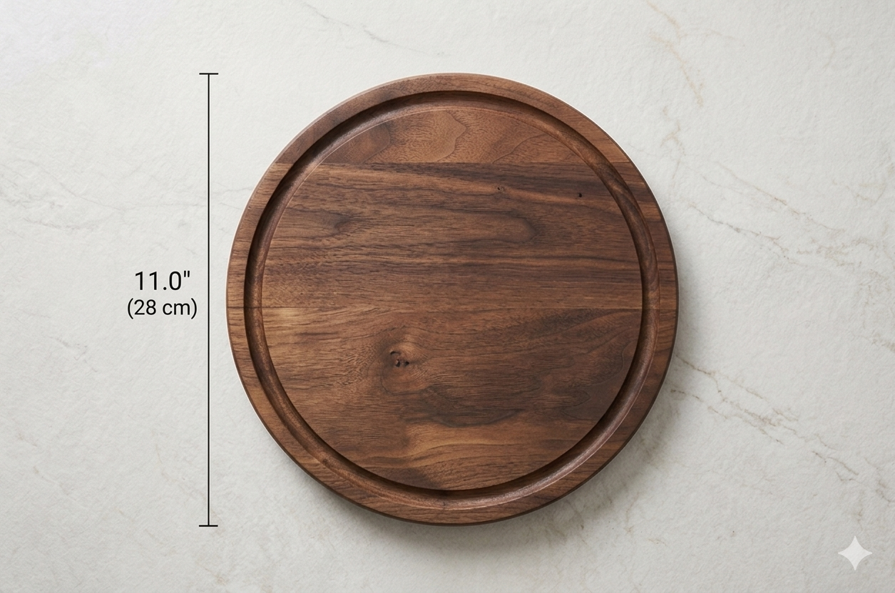 Circular Black Walnut Prep Serve Board