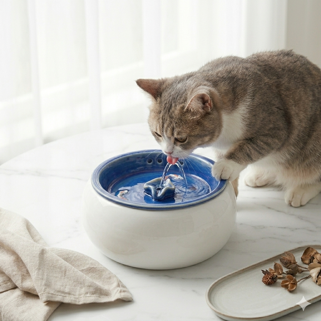 Real Staples Ceramic Pet Fountain Illustration