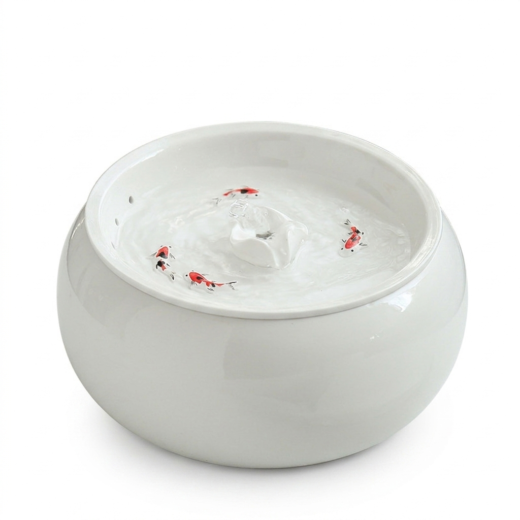 Real Staples Ceramic Pet Fountain Minimalist Zen White